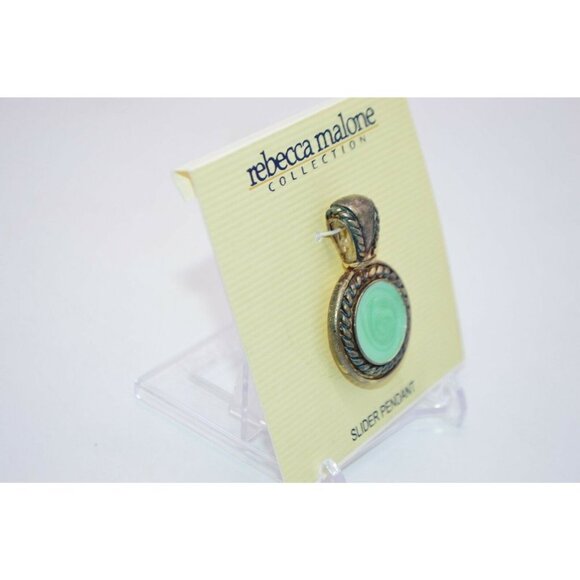 Rebecca Malone Gold Tone Green Enamel Round Slider - Picture 2 of 4